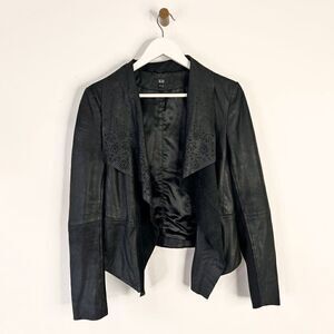 SAS Sportswear Black Genuine Leather Open Front Jacket